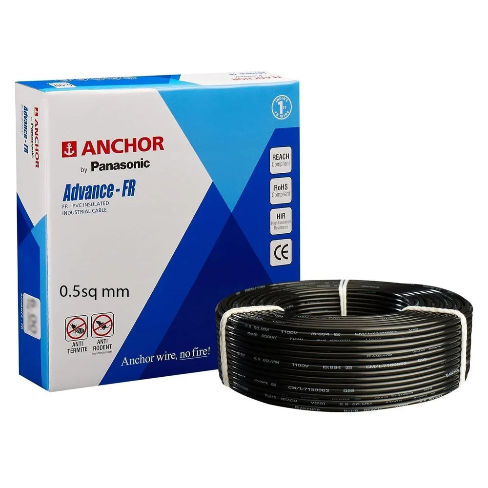 0.5 sq mm Anchor Panasonic Advance FR Electric Black Wire