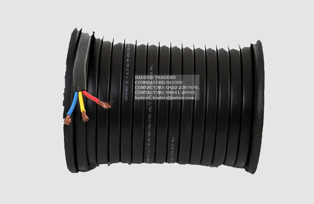 Polycab 25.0 Sqmm 3 Core Copper PVC Insulated Flat Submersible Cable, Length: 100 m