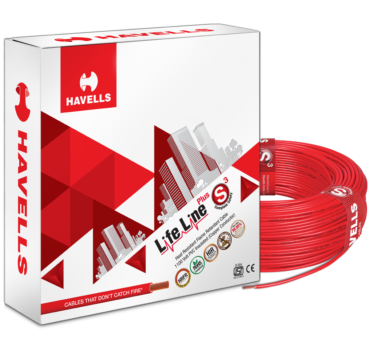 Havells Life Line Plus S3 HRFR Cables 95.0 sq. mm (100 MTR )