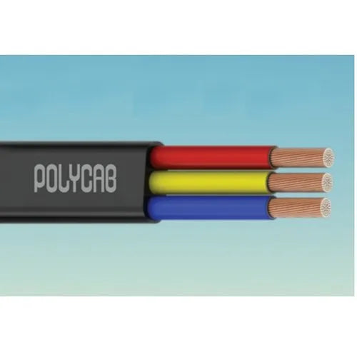 Polycab 25.0 Sqmm 3 Core Copper PVC Insulated Flat Submersible Cable, Length: 100 m