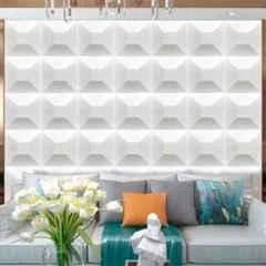 Kayra Decor 19.7x19.7 inch PVC White Concrete 3D Wall Panels, D005 (Pack of 6)