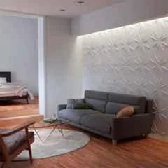 Kayra Decor 19.7x17.7 inch PVC White 3D Wall Panels, D056 (Pack of 6)