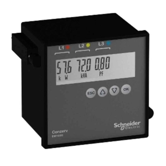 Schneider Electric EM1000 CI1.0 POP LCD Display Energy & VAF+PF Meter, 30002565