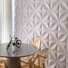 Kayra Decor 19.7x19.7 inch PVC White Flower 3D Wall Panels, D124