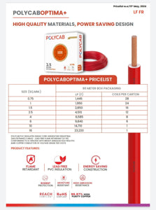 Polycab Optima Plus 1.0 sqmm 90 Meter copper Wire
