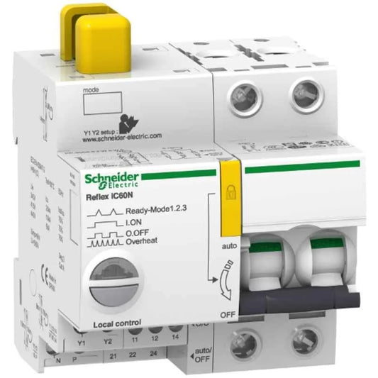 Hover to Zoom  Schneider Electric Acti9 Reflex iC60N Ti24 10A C-Curve Double Pole MCB, A9C62210, Breaking Capacity: 10 kA